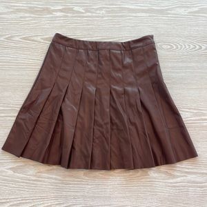 Faux Leather Pleated Skirt